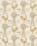 Golden Rooster Windmill Wheat Field Rug - Cutout View