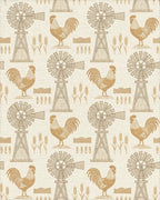 Golden Rooster Windmill Wheat Field Rug - Cutout View
