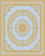 Golden Scrollwork With Sunburst Motif Rug - Cutout View