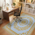 Golden Scrollwork With Sunburst Motif Rug Office View