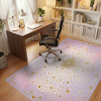 Golden Starburst Celestial Pattern Rug - Office View