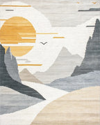 Golden Sun Mountain Landscape Rug - Cutout View