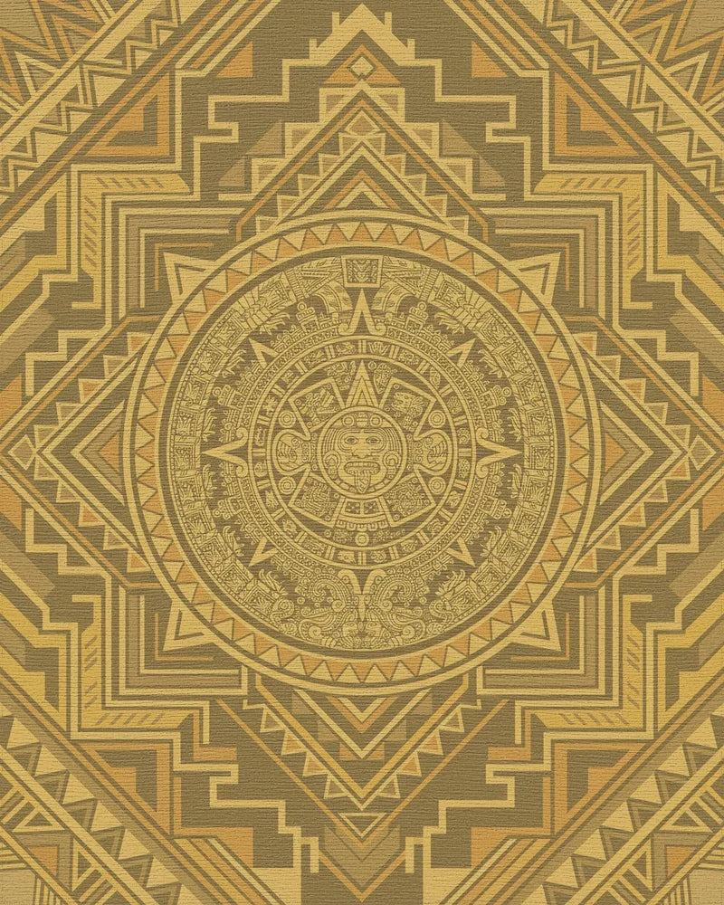 Golden Sun Stone Geometric Medallion Rug - Cutout View