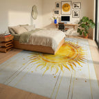 Golden Sunburst Shimmering Radiance Rug - Bedroom View