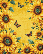 Golden Sunflowers Butterflies Yellow Meadow Rug - Cutout View