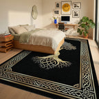 Golden Tree of Life Knot Rug - Bedroom View