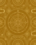 Golden Vintage Compass Map Rug - Cutout View