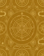 Golden Vintage Compass Map Rug - Cutout View