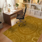 Golden Vintage Compass Map Rug Office View