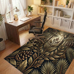 Golden Woodland Pine Cone Botanical Area Rug Office View