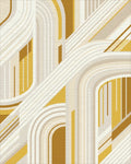 Golden Yellow Arched Stripes Rug - Cutout View