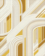 Golden Yellow Arched Stripes Rug - Cutout View