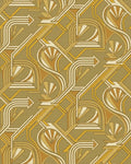 Golden Yellow Art Deco Geometric Rug - Cutout View