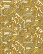 Golden Yellow Art Deco Geometric Rug - Cutout View
