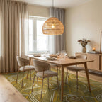 Golden Yellow Art Deco Geometric Rug Dining Room View