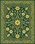 Golden Yellow Floral Centerpiece Rug - Cutout View