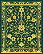 Golden Yellow Floral Centerpiece Rug - Cutout View