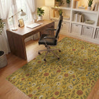 Golden Yellow Meadow Floral Arrangement Rug Office View