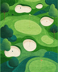 Golf Course Green Landscape Pattern Rug - Cutout View