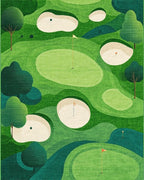 Golf Course Green Landscape Pattern Rug - Cutout View