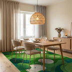Golf Course Green Landscape Pattern Rug - Dining Room View
