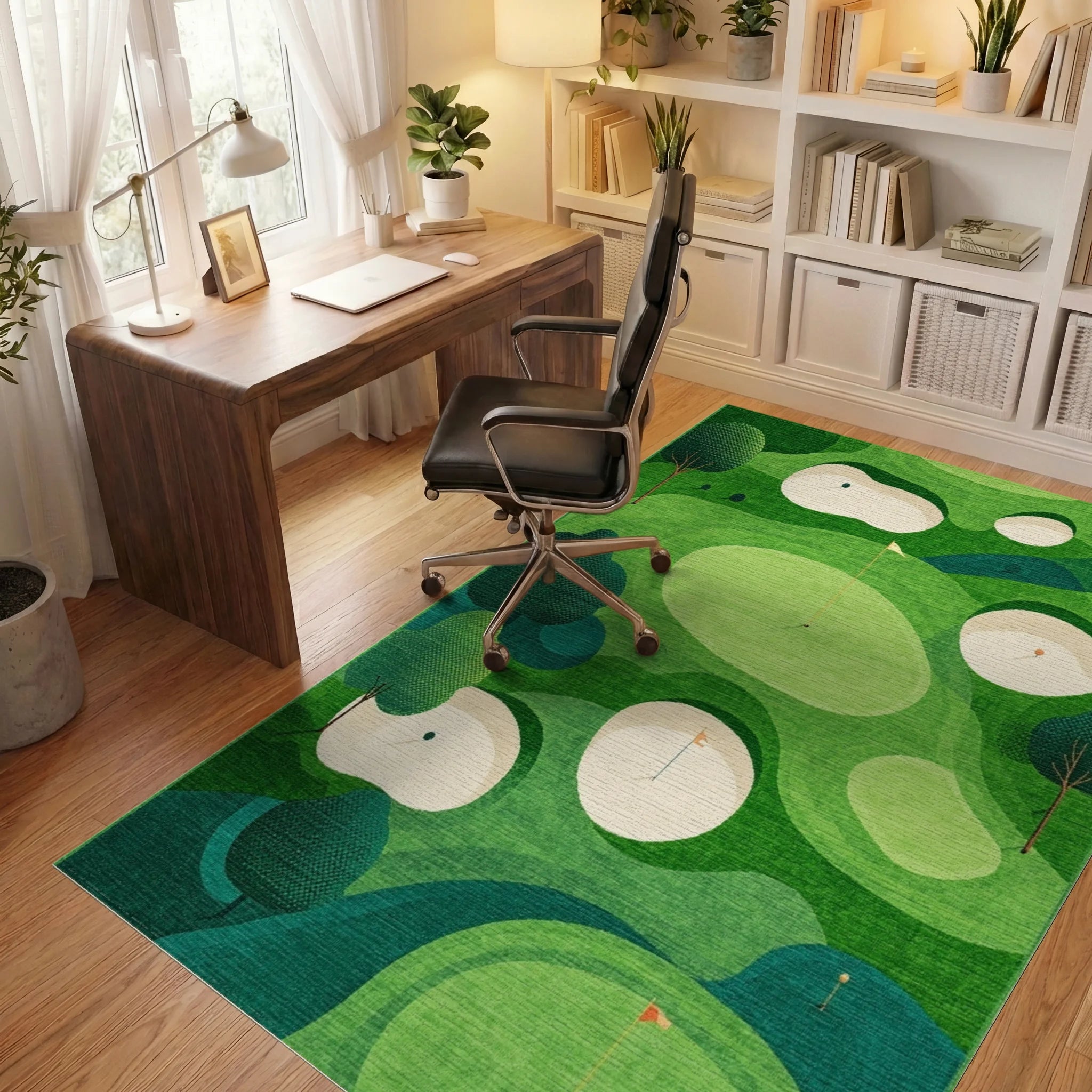 Golf Course Green Landscape Pattern Rug - Office View