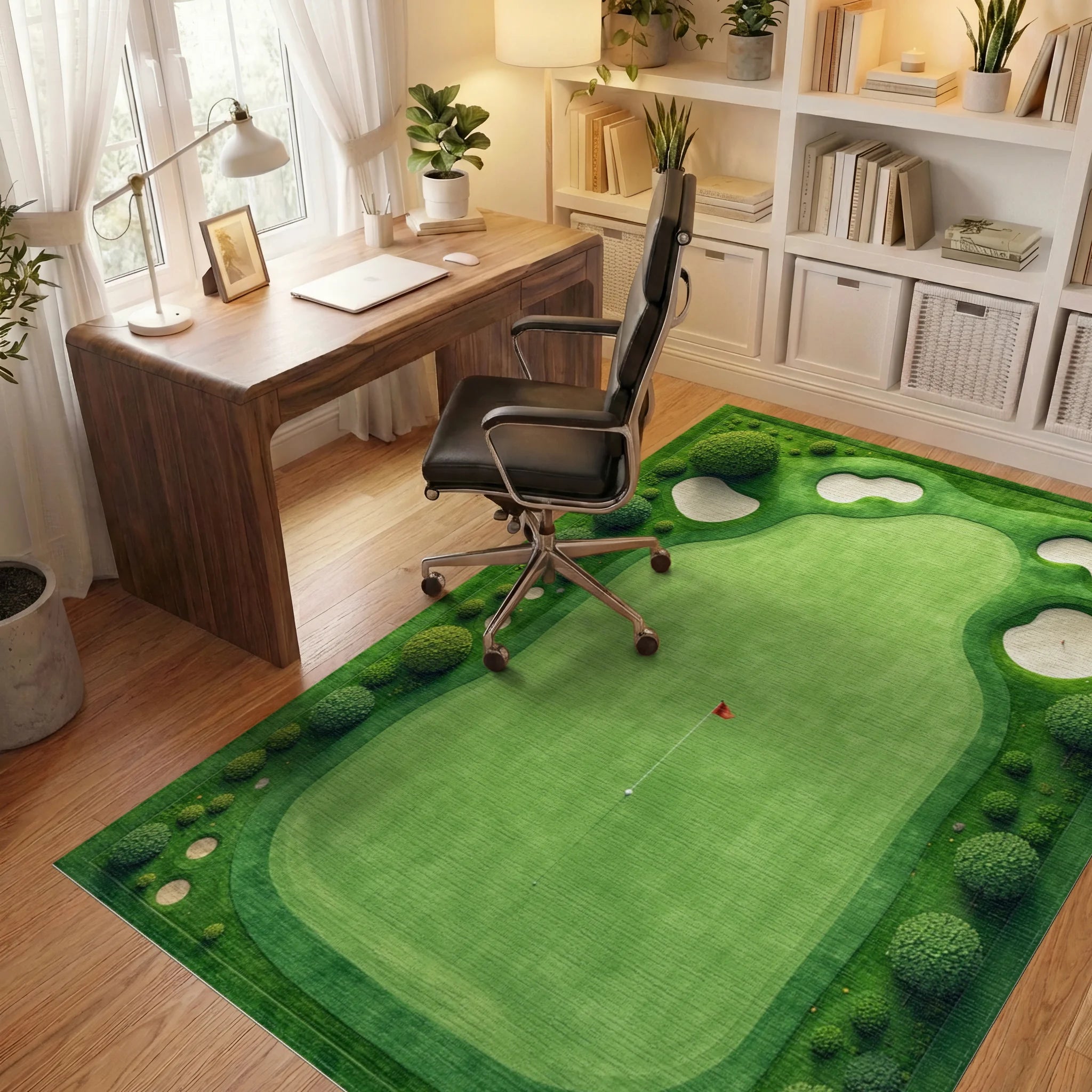 Golf Course Greens Pattern Rug - Office View