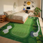 Golf Course View Abstract Design Rug - Bedroom View