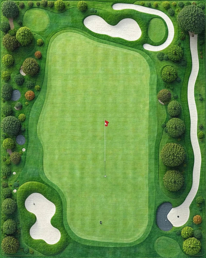 Golf Course View Abstract Design Rug - Cutout View