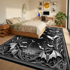 Gothic Bats Starry Branches Rug - Bedroom View