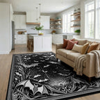 Gothic Bats Starry Branches Rug - Living Room View