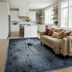 Gothic Black Widow Spider Web Design Rug - Living Room View