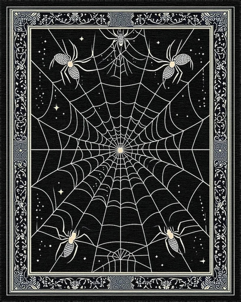 Gothic Ornate Spider Web Rug - Cutout View