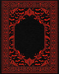Gothic Red Black Bat Border Rug - Cutout View