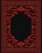 Gothic Red Black Bat Border Rug - Cutout View