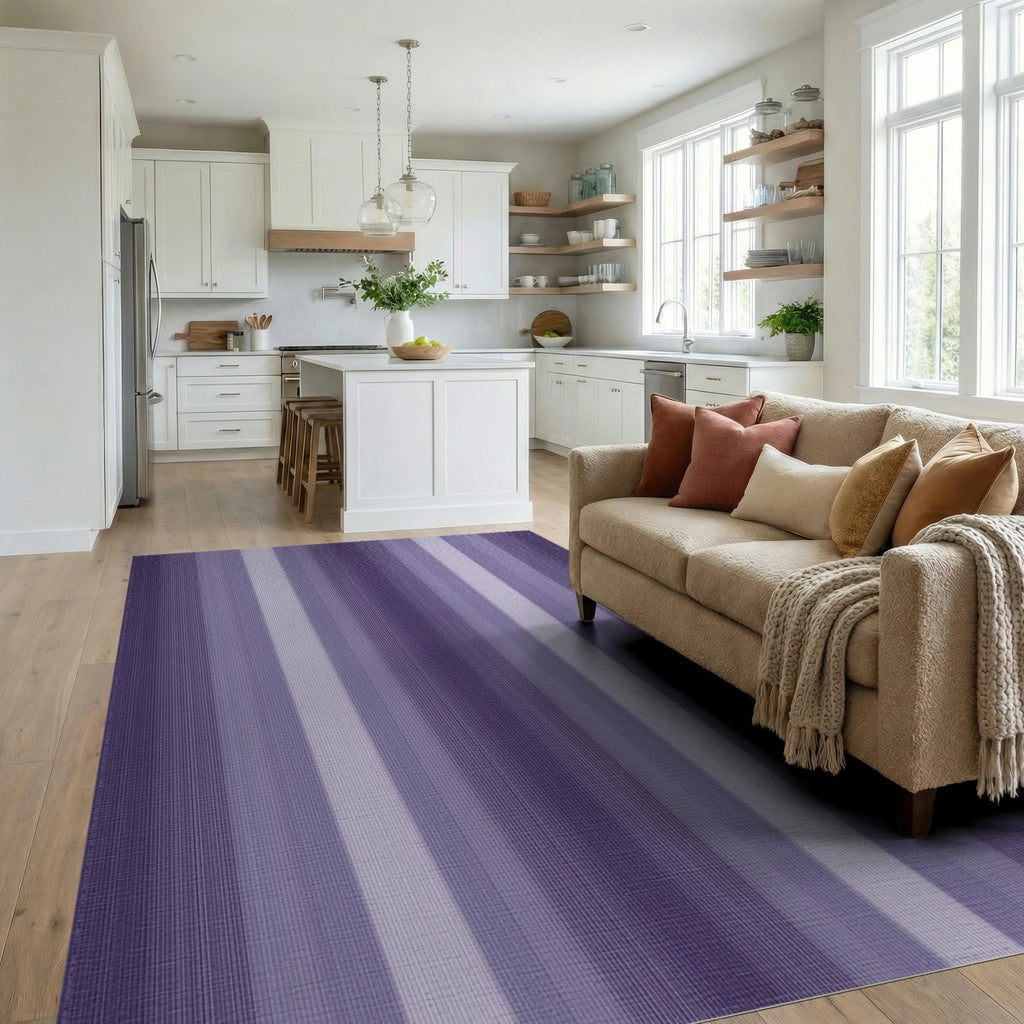 Gradient Vertical Stripe Pattern Rug Living Room View
