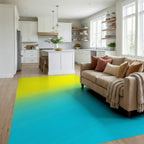 Gradient Yellow Blue Abstract Lines Rug Living Room View