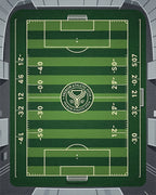 Graphic Green Soccer Field Sports Rug - Cutout View