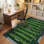 Graphic Green Soccer Field Sports Rug Office View