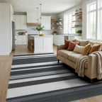 Graphic Horizontal Lines Rug - Living Room View