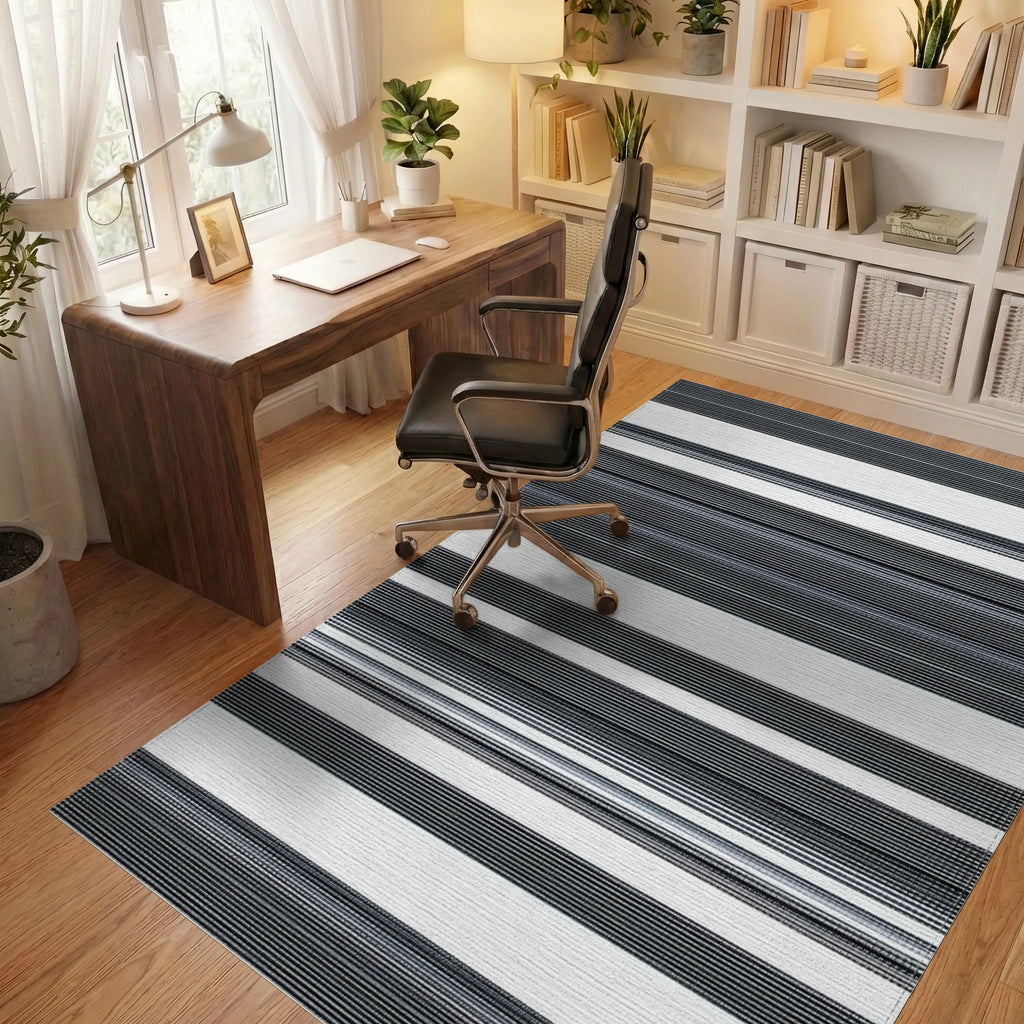 Graphic Horizontal Lines Rug - Office View