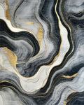 Gray Black Gold Vein Marble Rug - Cutout View
