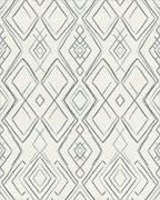 Gray Diamond Overlay Geometric Rug - Cutout View