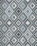 Gray Diamond Tribal Geometric Rug - Cutout View