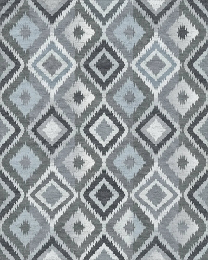 Gray Diamond Tribal Geometric Rug - Cutout View