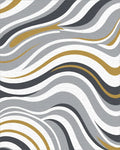 Gray Gold Wave Stripe Landscape Rug - Cutout View