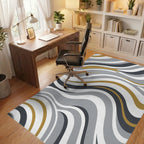 Gray Gold Wave Stripe Landscape Rug Office View