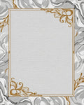 Gray Marble Swirl Art Nouveau Frame Rug - Cutout View