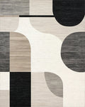 Gray Neutral Abstract Geometric Shapes Rug - Cutout View