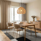 Gray Neutral Abstract Geometric Shapes Rug - Dining Room View